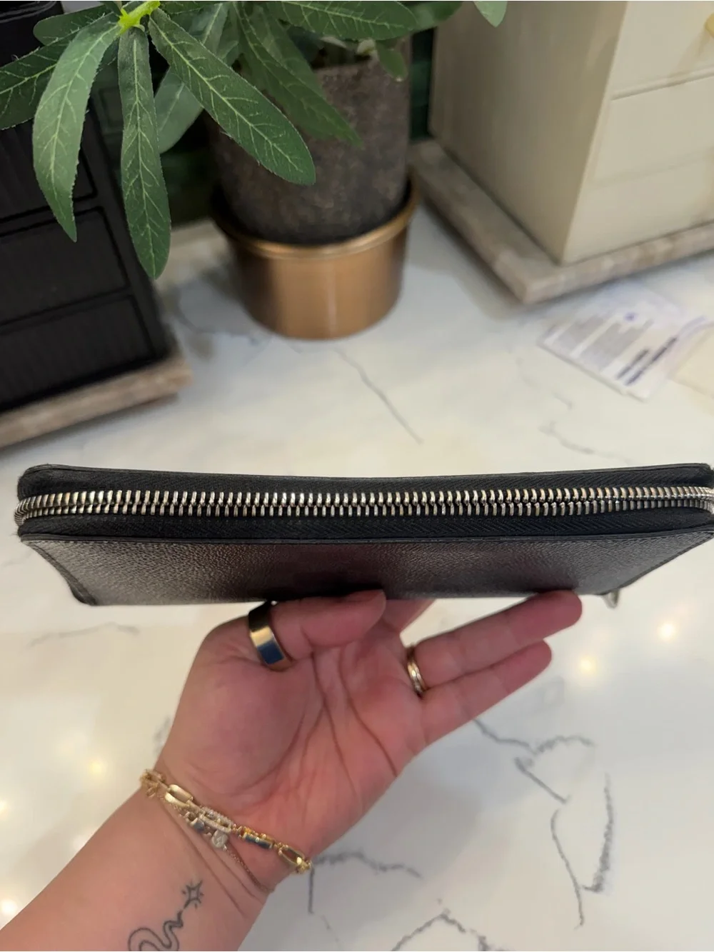 Louis Vuitton Black Checkered Zip Wallet